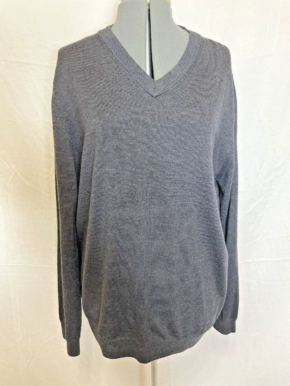Nordstrom Men's Xl Extra Fine Merino Wool V-Neck Sweater Gray